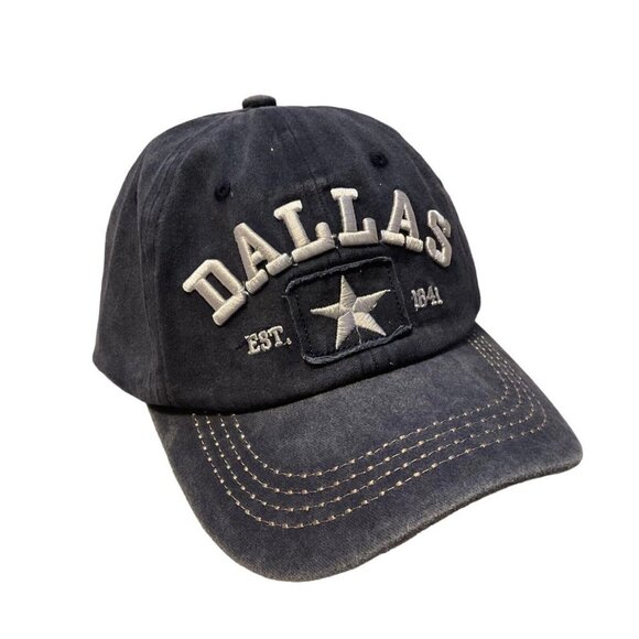 Midwest Other - DALLAS Est 1841 Navy Blue Hat White Embroidery Lettering and Star 100% Cotton